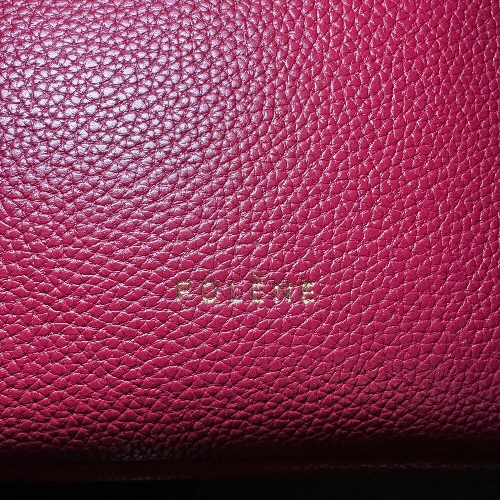 Designer-Inspired (Polene Paris Cabas).  Genuine Leather Red Tote Bag - Picture 9 of 10